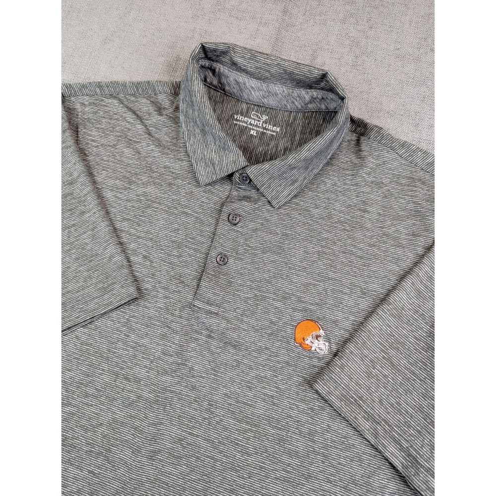 Vineyard Vines Cleveland Browns Polo Shirt Mens XL Charcoal Striped Performance